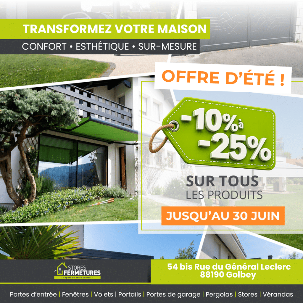 Offre Menuiserie spéciale : jusqu'à -25% de remise sur TOUS nos produits